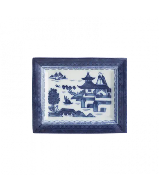 Small Blue Canton Rectangle Tray