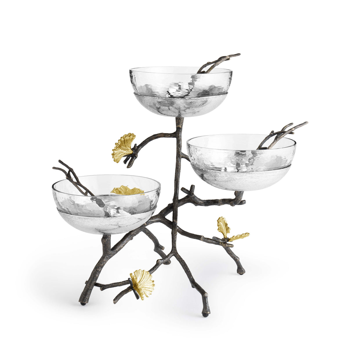 Butterfly Gingko Triple Bowl Set with Spoons