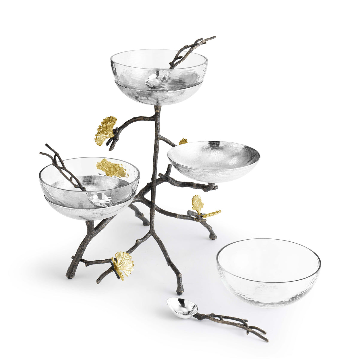 Butterfly Gingko Triple Bowl Set with Spoons