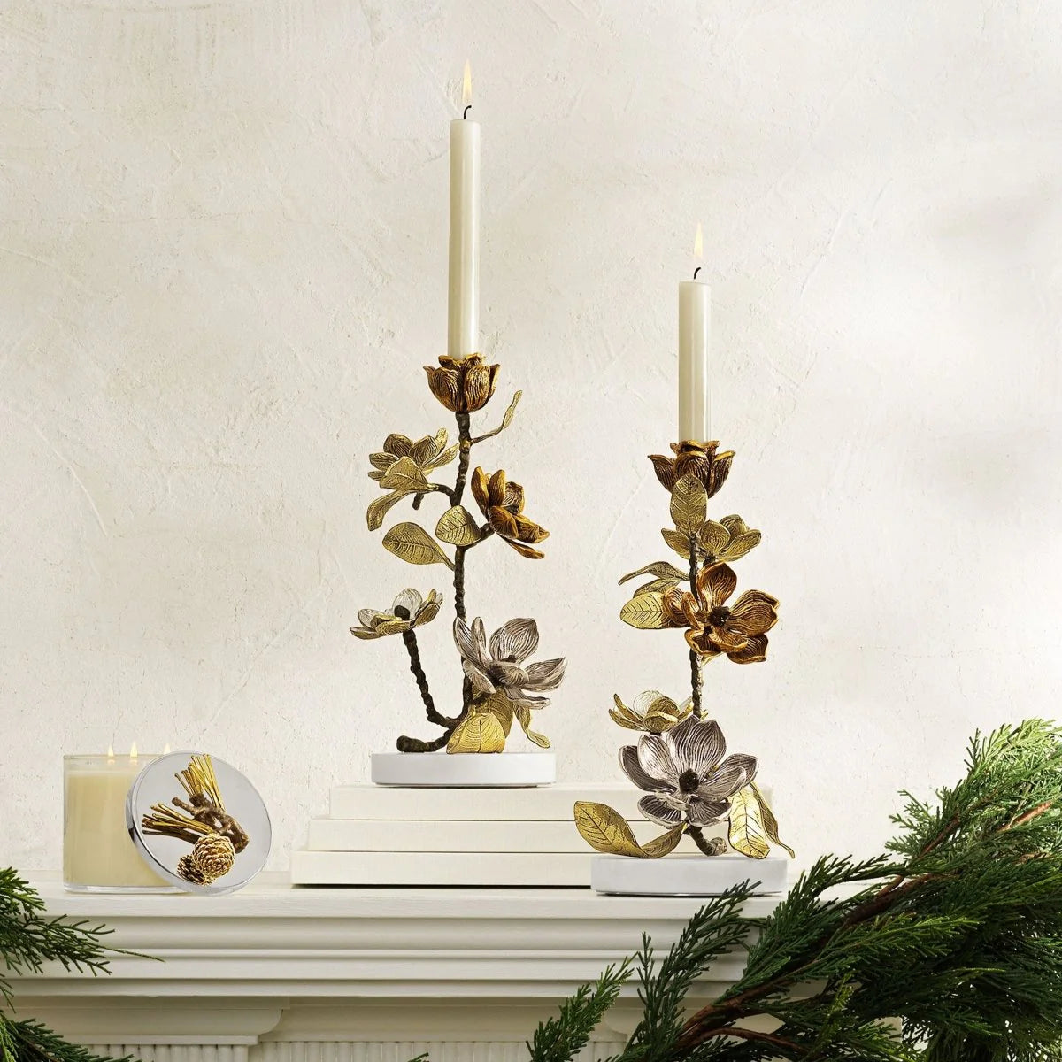 Vintage Bloom Candle Holders Set 2