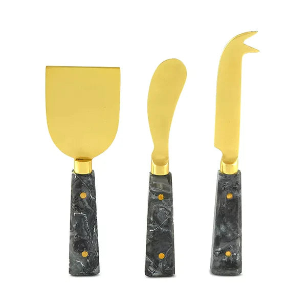 3-pc Cheese Set Gold Finish