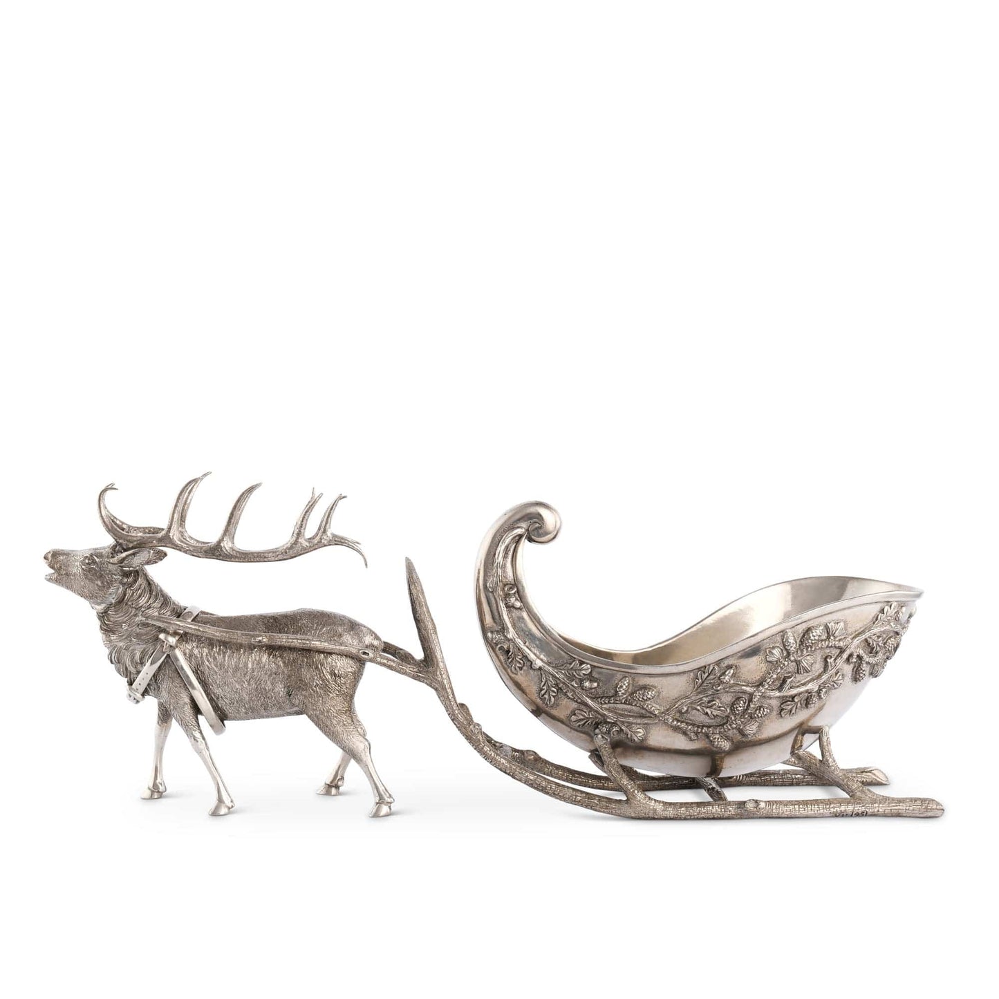 Reindeer Sleigh Pewter Centerpiece