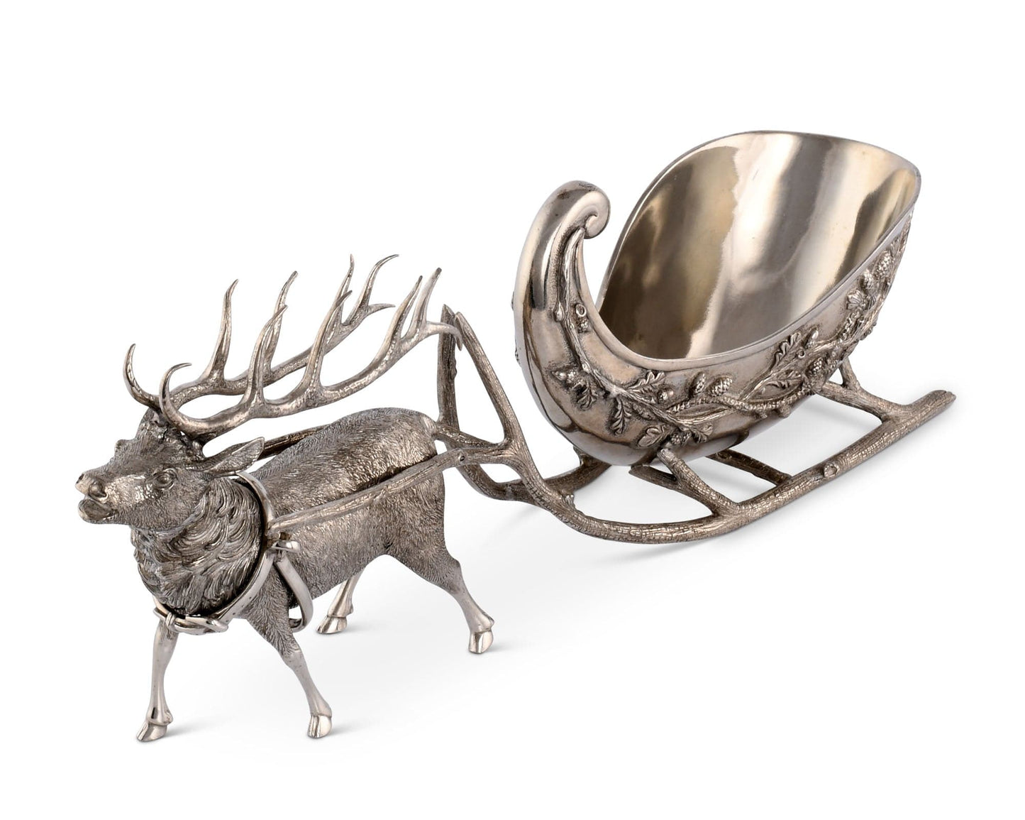 Reindeer Sleigh Pewter Centerpiece