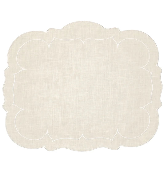 Scalloped Rectangular Linen Placemat Set/4