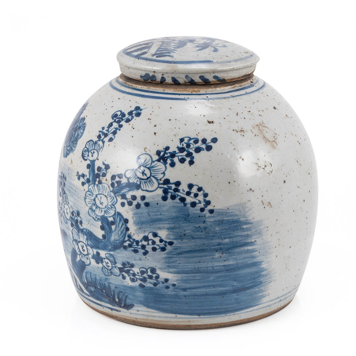 Blue & White Vintage Ming Jar - Pine Motif