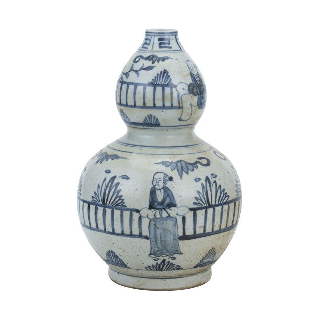 Blue & White Gourd Vase - Man Out of Garden Fence