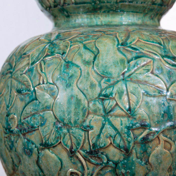 Speckled Green Hundred Gourd Carving Vase Large