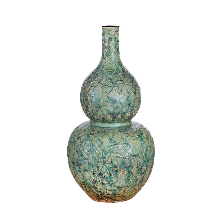 Speckled Green Hundred Gourd Carving Vase Large