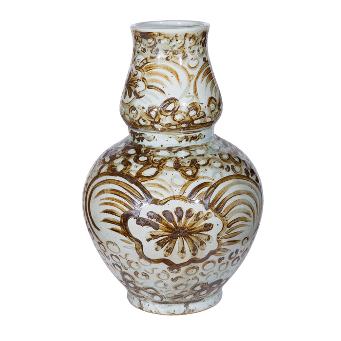 Rustic Brown Sea Flower Gourd Vase