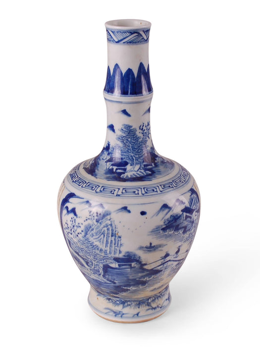 10" x 5" Blue and White Vase