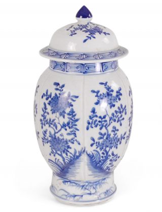 Blue and White Floral Jar
