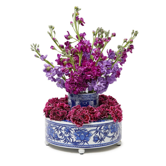 Blue and White Floral Arranger
