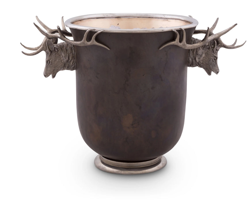 Elk Head Handle Bronze Ice Bucket