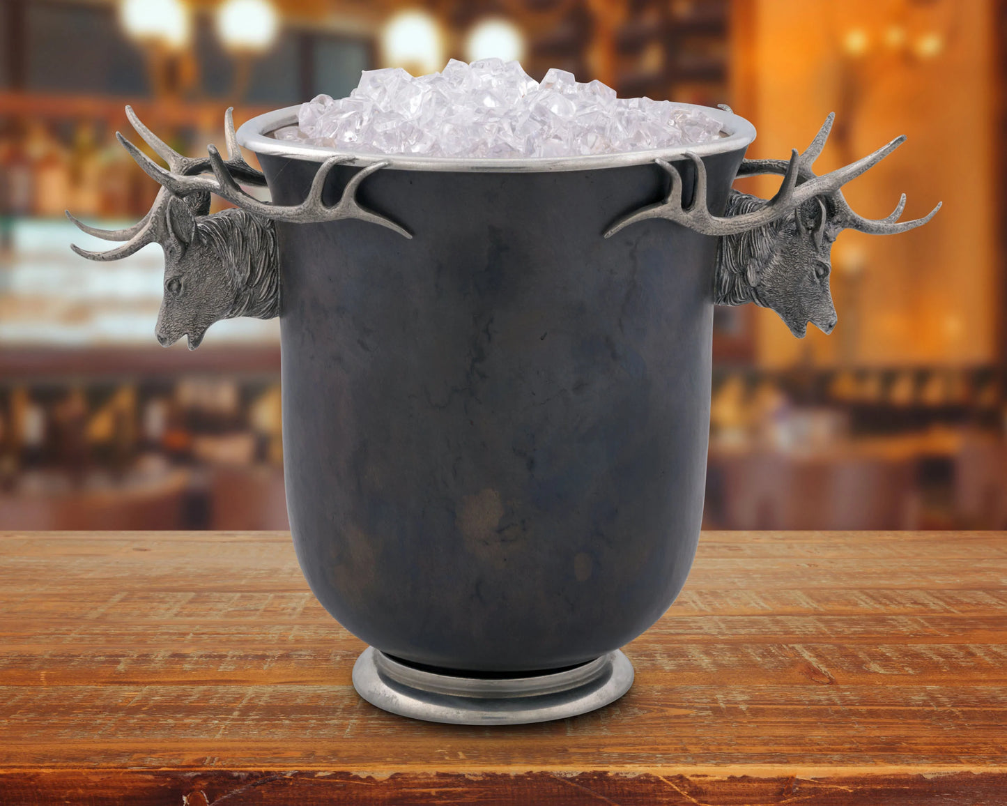 Elk Head Handle Bronze Ice Bucket