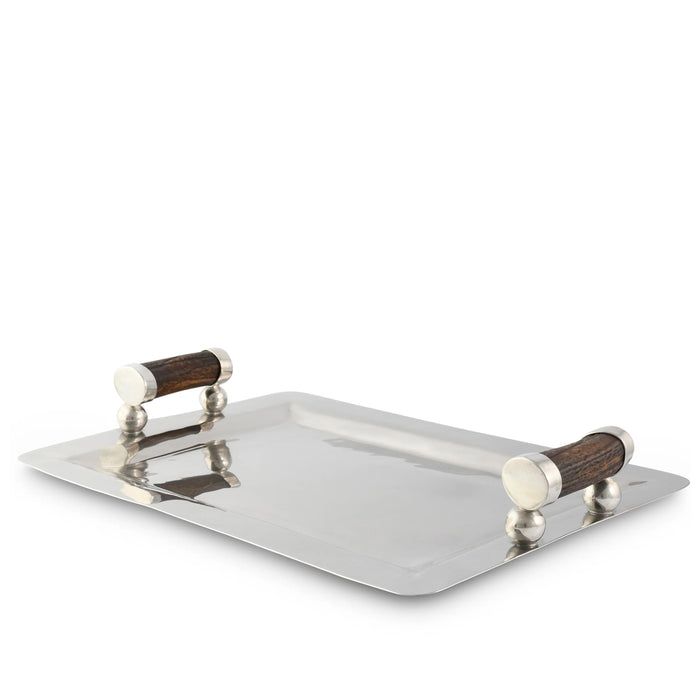 Stainless Serving Tray Composite Antler Handles