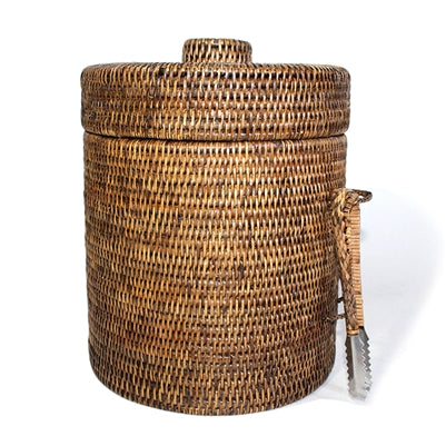Rattan Round Ice Bucket with Thermos Liner