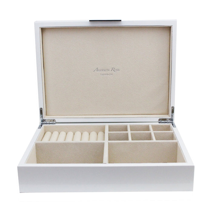 White & Silver Lacquered Jewelry Box