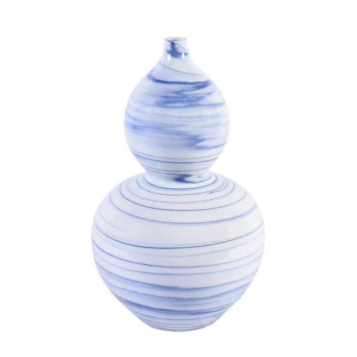 Blue & White Marbleized Gourd Vase