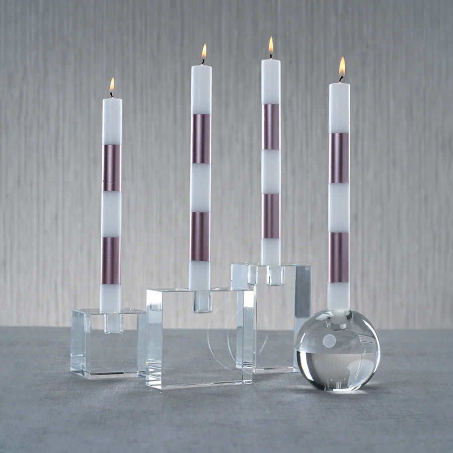 Round Crystal Glass Taper Holder