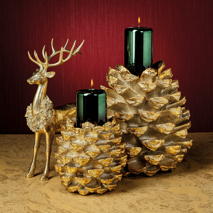 Golden Pinecone Pillar Holder