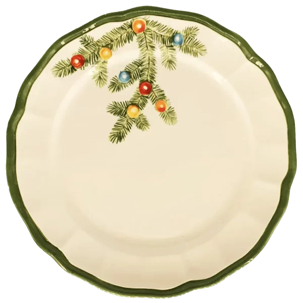 Christmas Hand Painted Ceramic Plates - Colored Lights