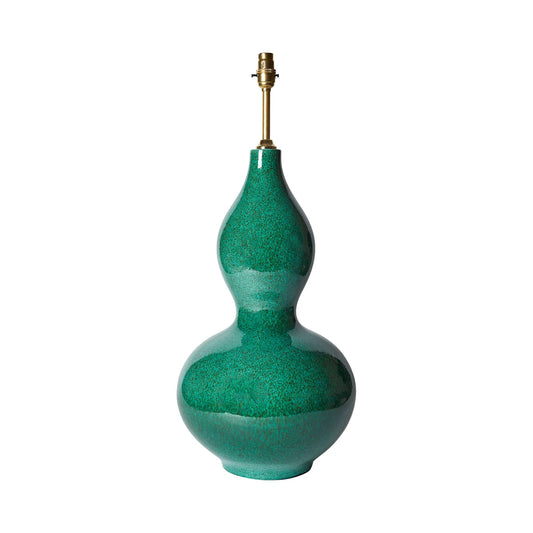 Dark Green Speckled Double Gourd Ceramic Lamp