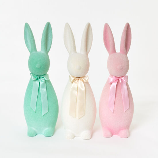 Flocked Pastel Button Nose Bunny