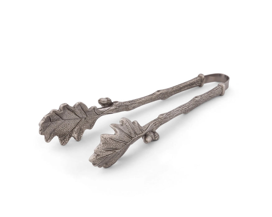 Pewter Oak Leaf Pattern Ice / Bread Tongs