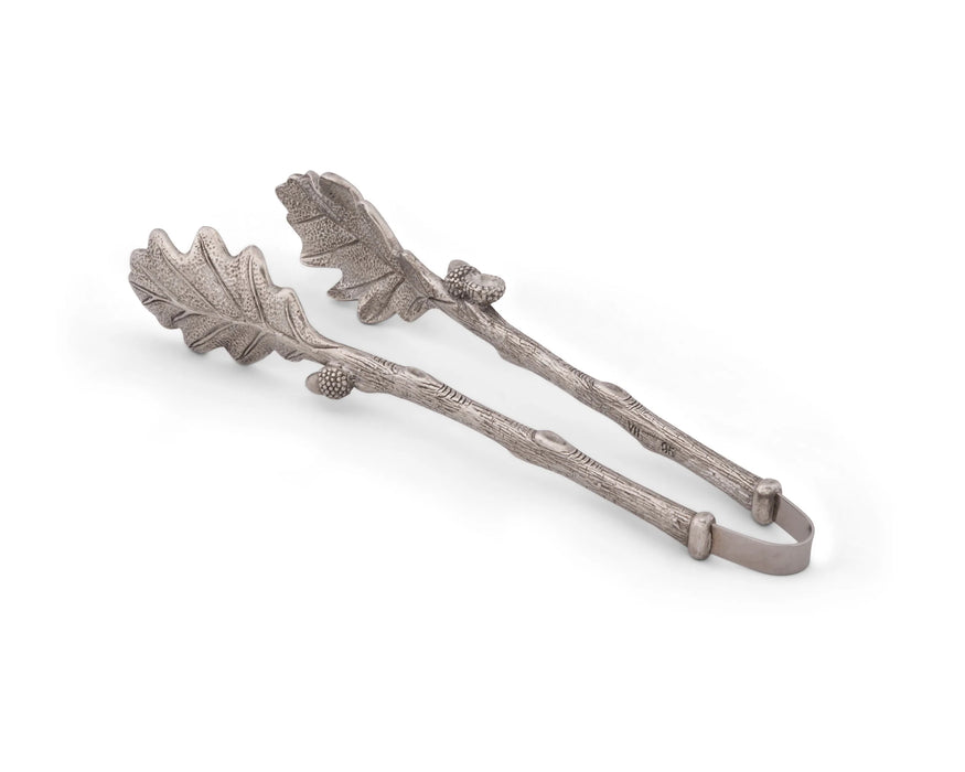 Pewter Oak Leaf Pattern Ice / Bread Tongs