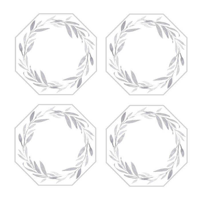 Watercolor Leaves Wreath Coasters