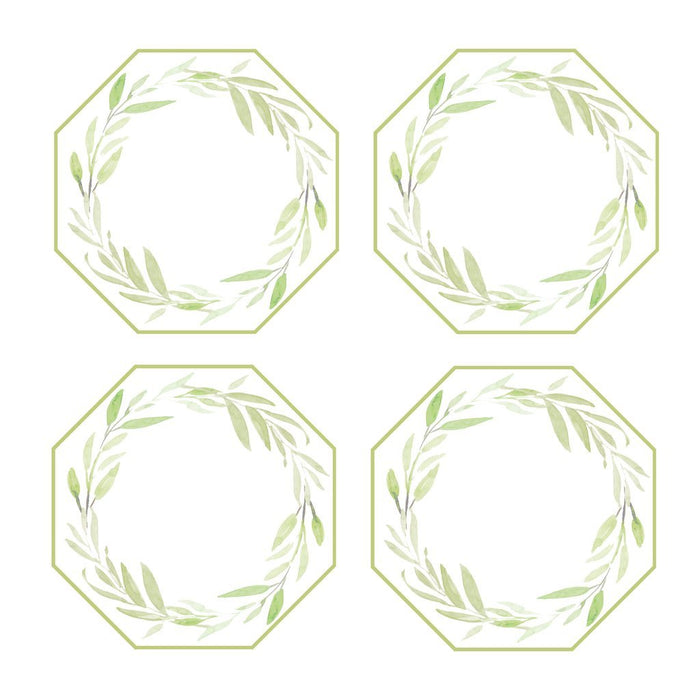 Watercolor Leaves Wreath Coasters