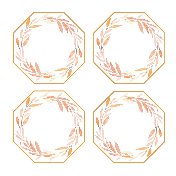 Watercolor Leaves Wreath Coasters
