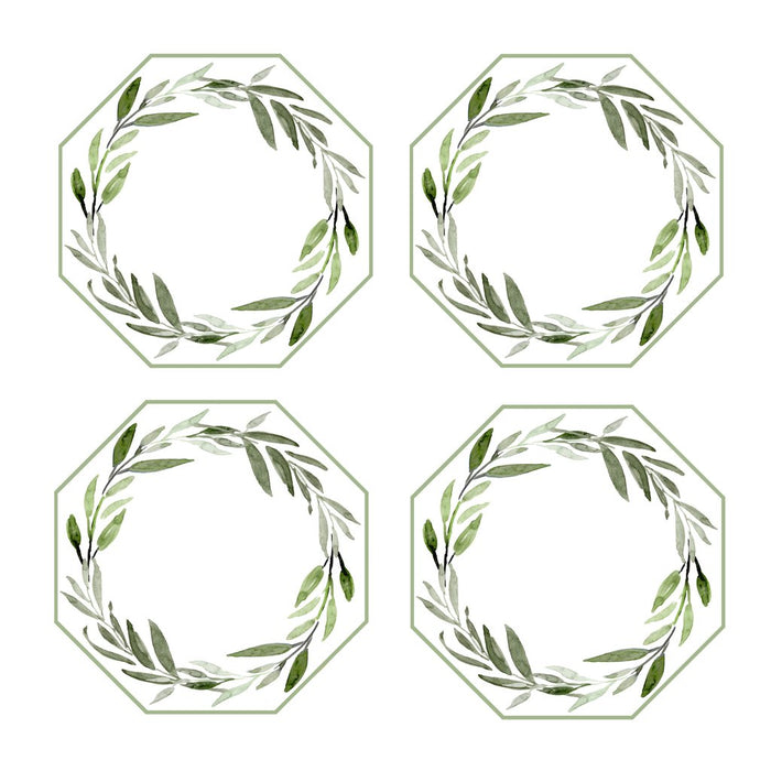 Watercolor Leaves Wreath Coasters