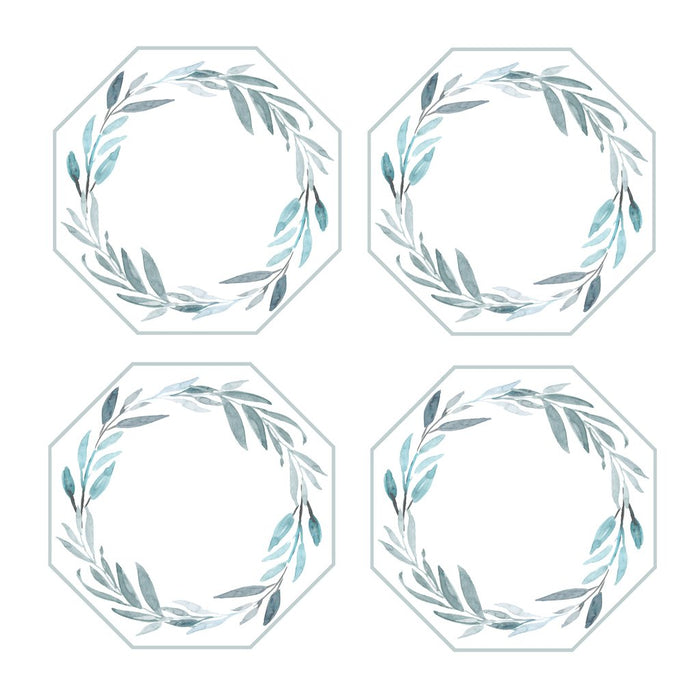 Watercolor Leaves Wreath Coasters