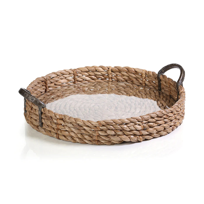 Seagrass Rolled Tray with Glass Insert