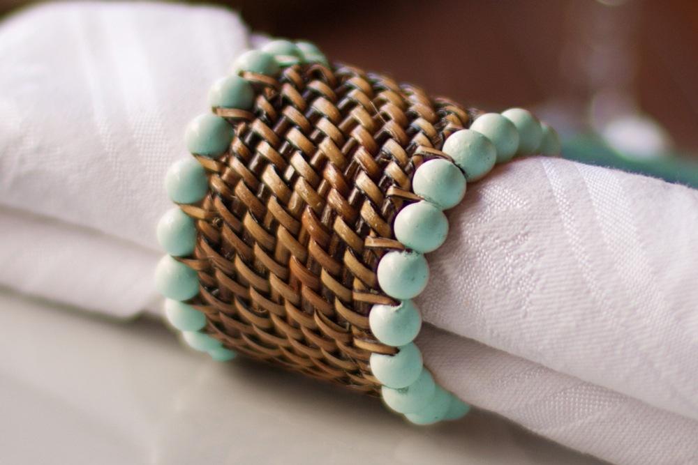 Napkin Rings w/Beads S/4