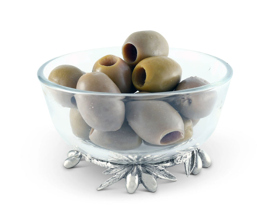 Olive Grove Glass & Pewter Bowl