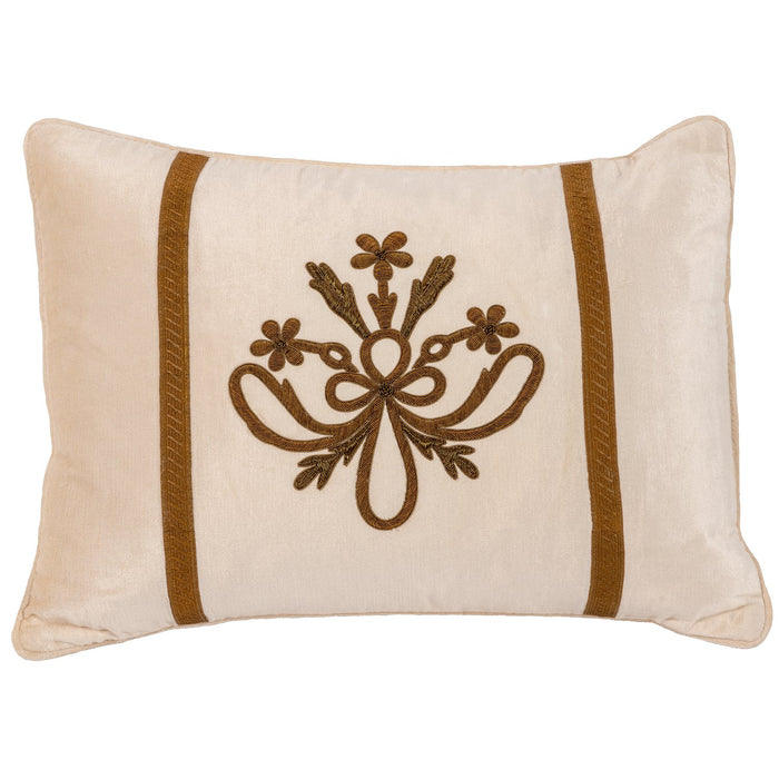 Gold Embroidered Blush Velvet Pillow