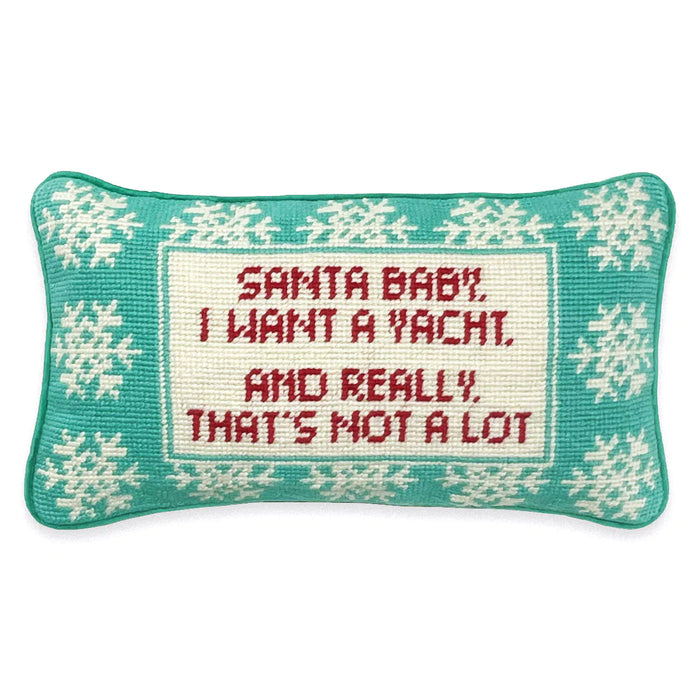Santa, I Want a Yacht Needlepoint Pillow