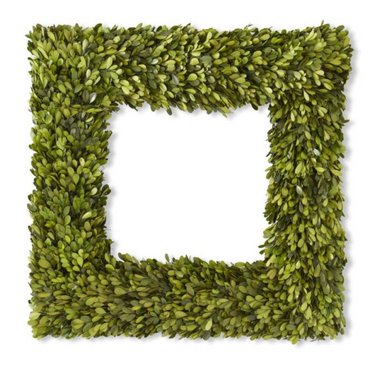Square Preserved Natural Boxwood Wreath