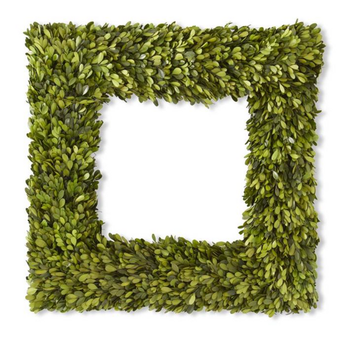 Square Preserved Natural Boxwood Wreath