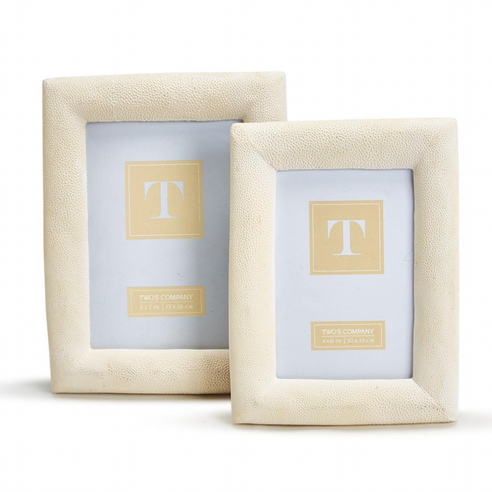 Ivory Shagreen Embossed Photo Frames