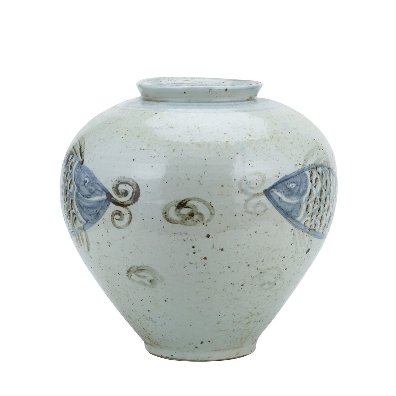Blue And White Porcelain Silla Koi Fish Jar