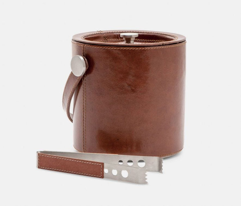 Bristol Leather Ice Bucket with Tongs