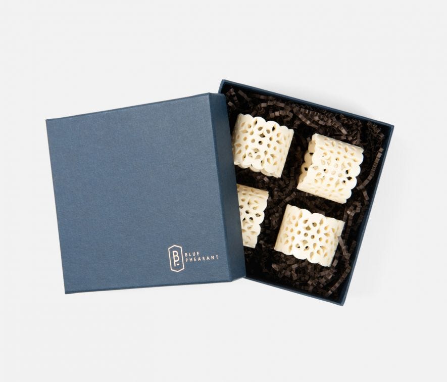 Ivory Resin Napkin Ring - Set of Four