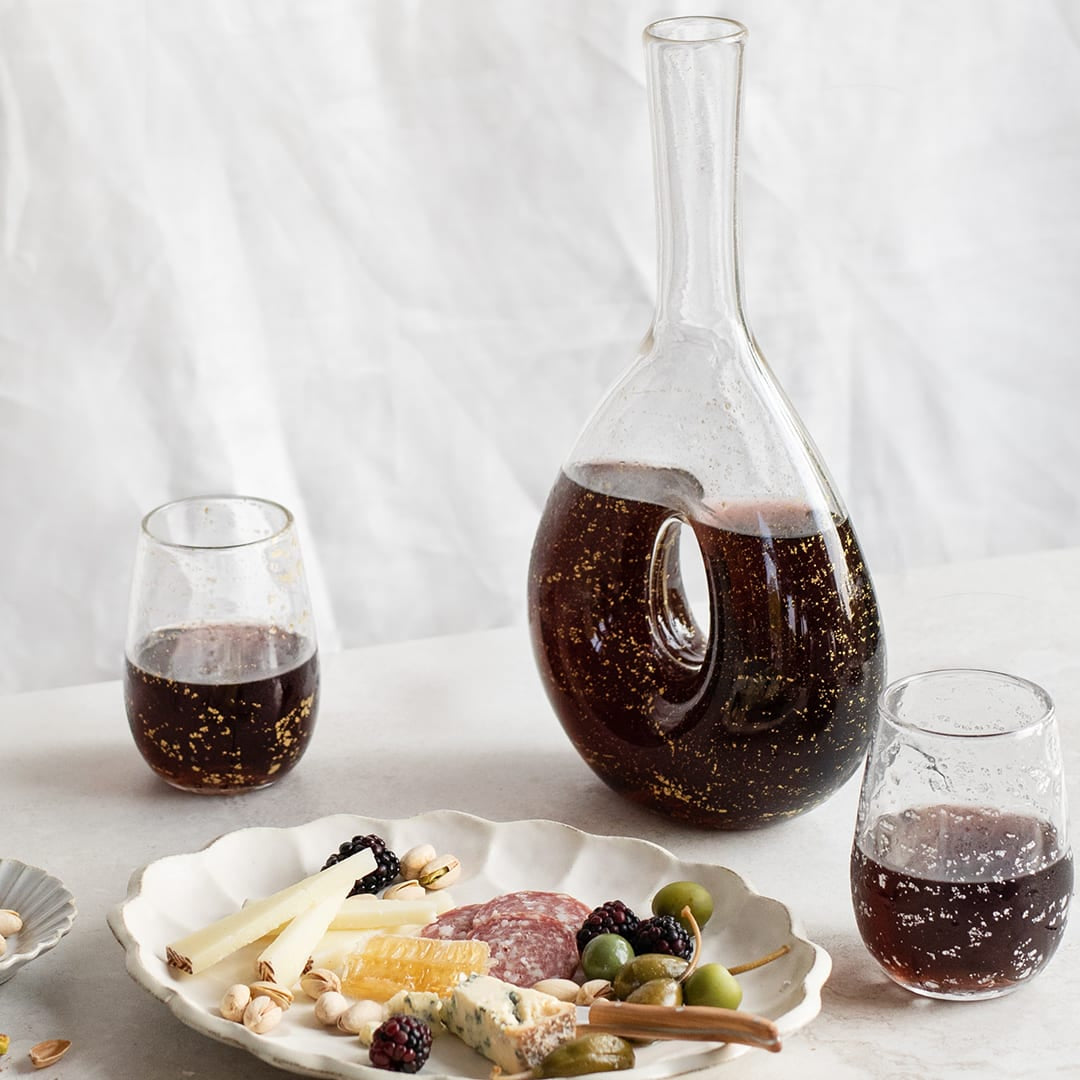 Gold & Silver Flaked Wine Glass