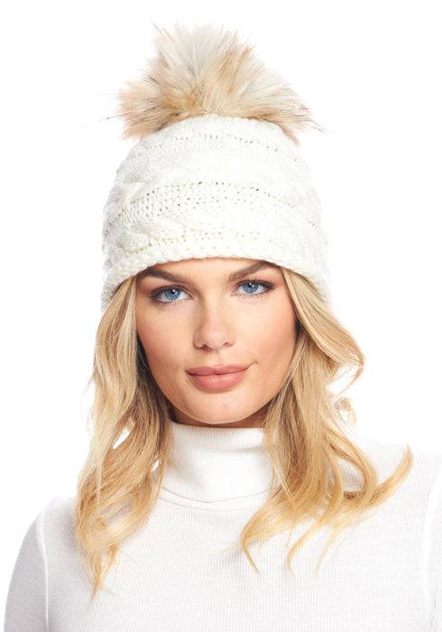 Cable Knit Oversized Pom Hat