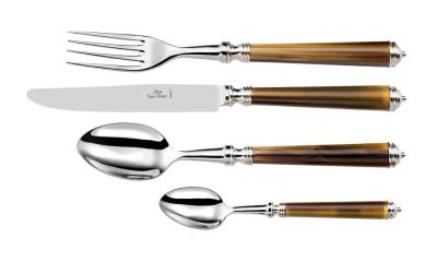 Marbella Dark Brown Horn Style Silverplate Cutlery