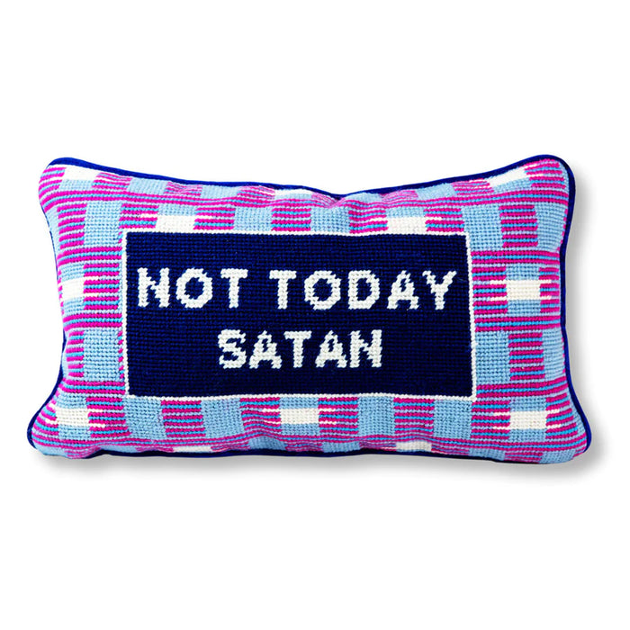 Not Today Satan Needlepoint Pillow