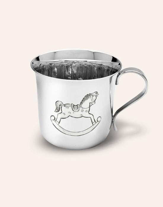Sterling Silver Flared Baby Cup with Rocking Horse
